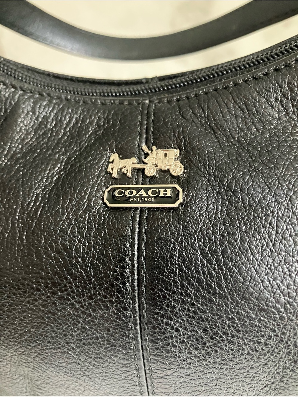 COACH Madison Black Pebble Leather Handbag - Picture 3 of 16